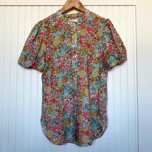 NWT J. Crew Puff Sleeve Top in Liberty Patchwork Dream Floral, Womens Size 4